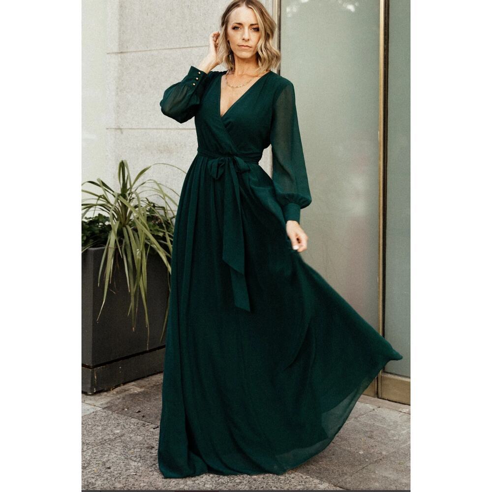 Baltic Born Hunter Green Lydia Maxi Dress - size Medium